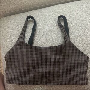 ALO Yoga Houndstooth Sports Bra - Black and Brown